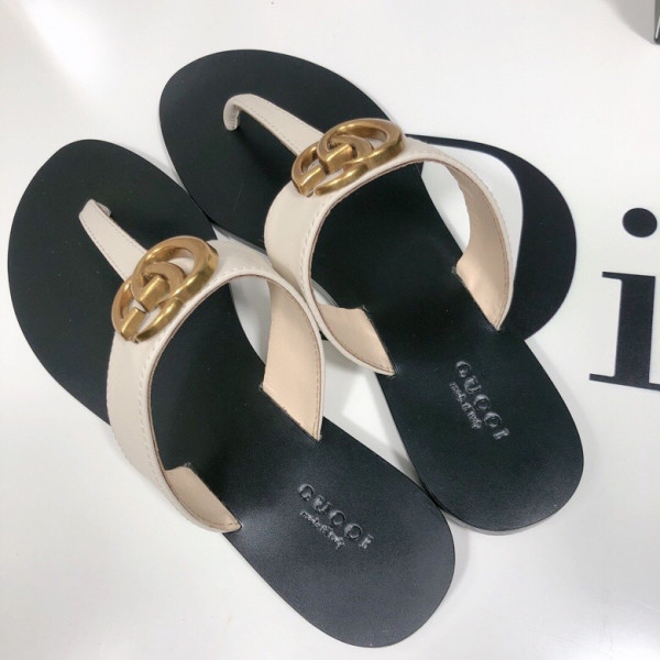 G*u*i leather thong sandal with double g