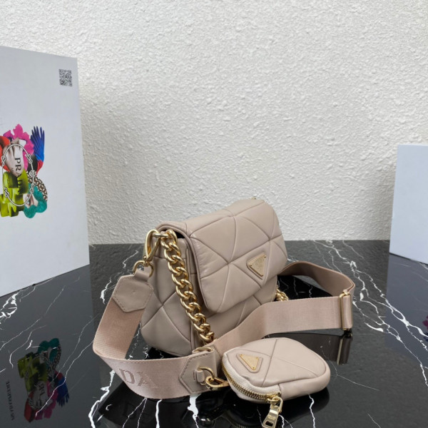 Pra*a system nappa leather patchwork bag