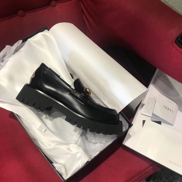 G*u*i leather lug sole horsebit loafer