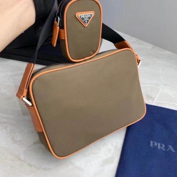 Pra*a re-nylon and saffiano leather shoulder bag