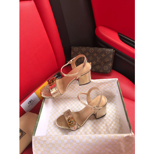 G*u*i leather mid-heel sandal