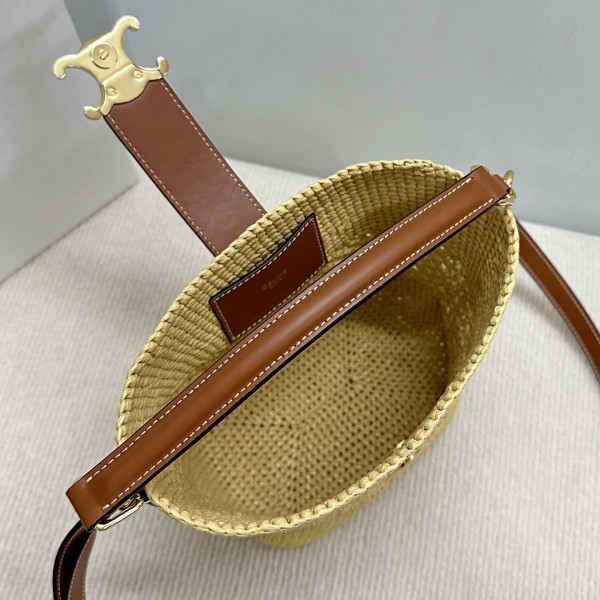Ce**e raffia bucket bag - 16-19-12cm