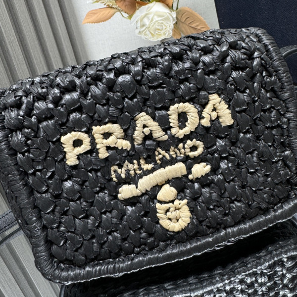 Pra*a crochet and leather shoulder bag
