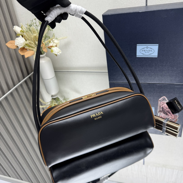 Pra*a swing smooth leather shoulder bag-28*11.5*10cm